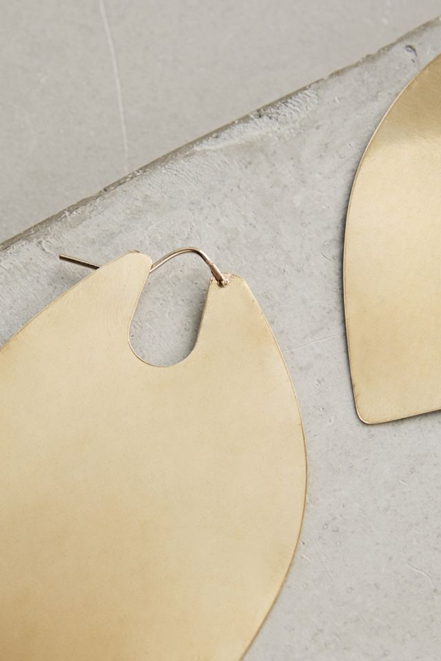 Brass Leaf Duo Hoop Earrings #1