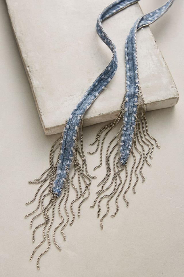 Denim Dot Wrap Necklace #1