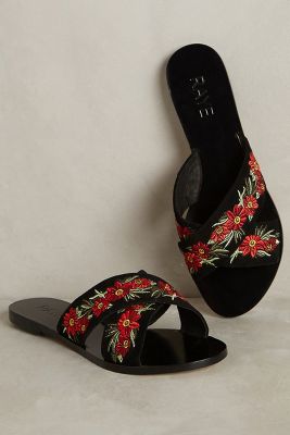 Raye Embroidered Sully Slide Sandals | Anthropologie