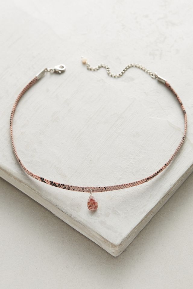 Stone Leather Choker Necklace #1