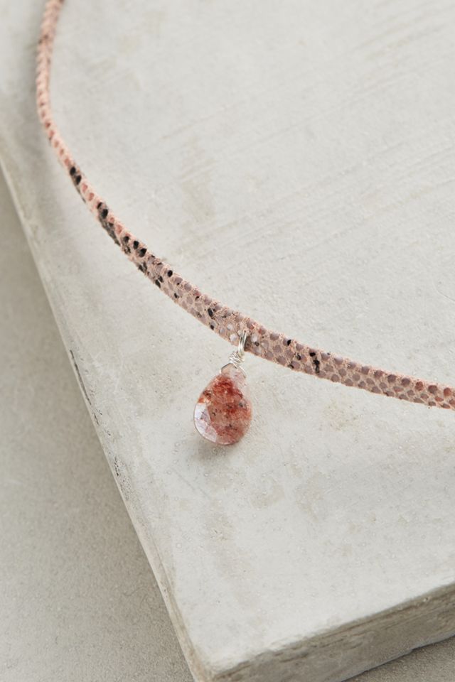Stone Leather Choker Necklace #2