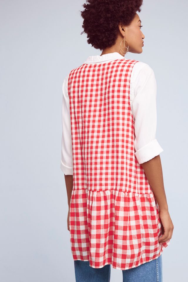 Ruffled Gingham Sleeveless Kimono #2