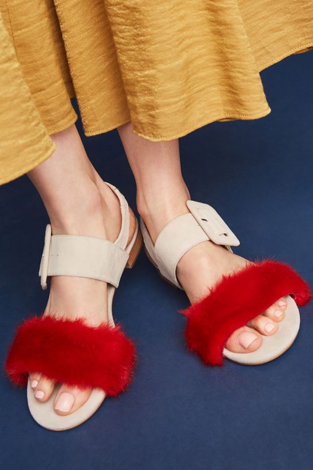Silent D Faux Fur Sandals #1