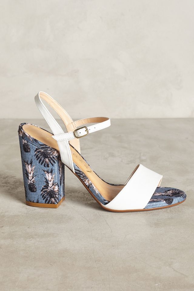 Vicenza Palm Print Block Heel Sandals #1