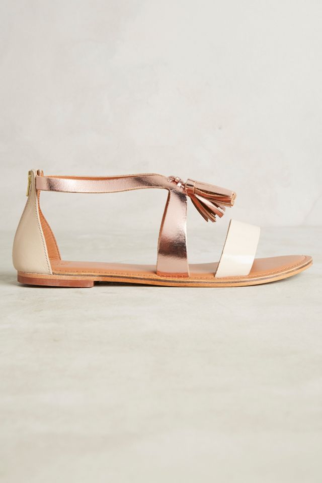 Jasper & Jeera Rose Gold Tassel Sandals #1