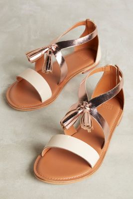 Jasper & Jeera Rose Gold Tassel Sandals