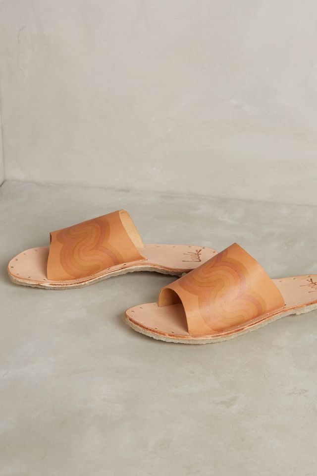 Beek Cross-Over Tan Brown Leather deals Slide Sandals