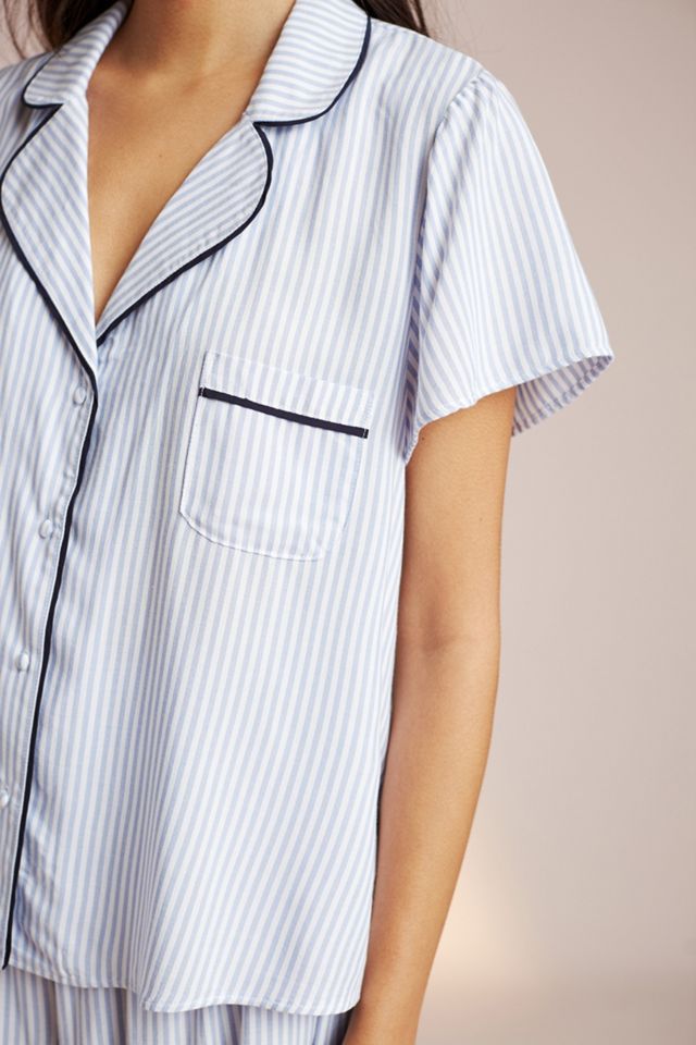Pinstriped Tie-Back Sleep Shirt #1