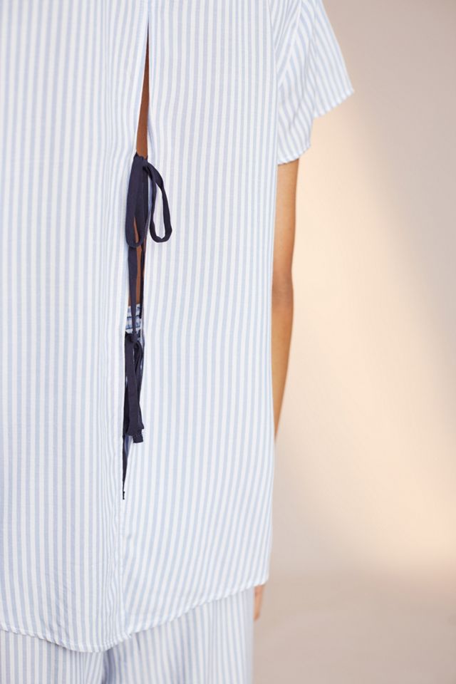 Pinstriped Tie-Back Sleep Shirt #2