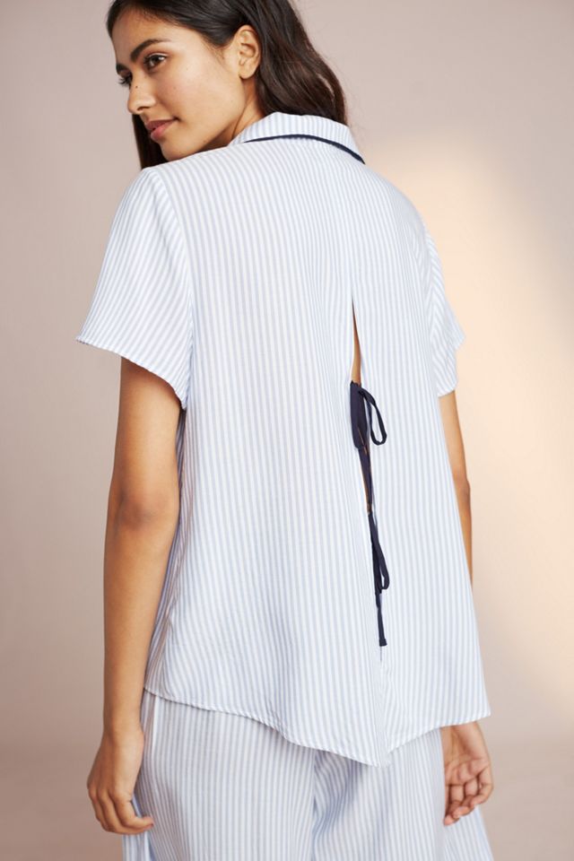 Pinstriped Tie-Back Sleep Shirt #3