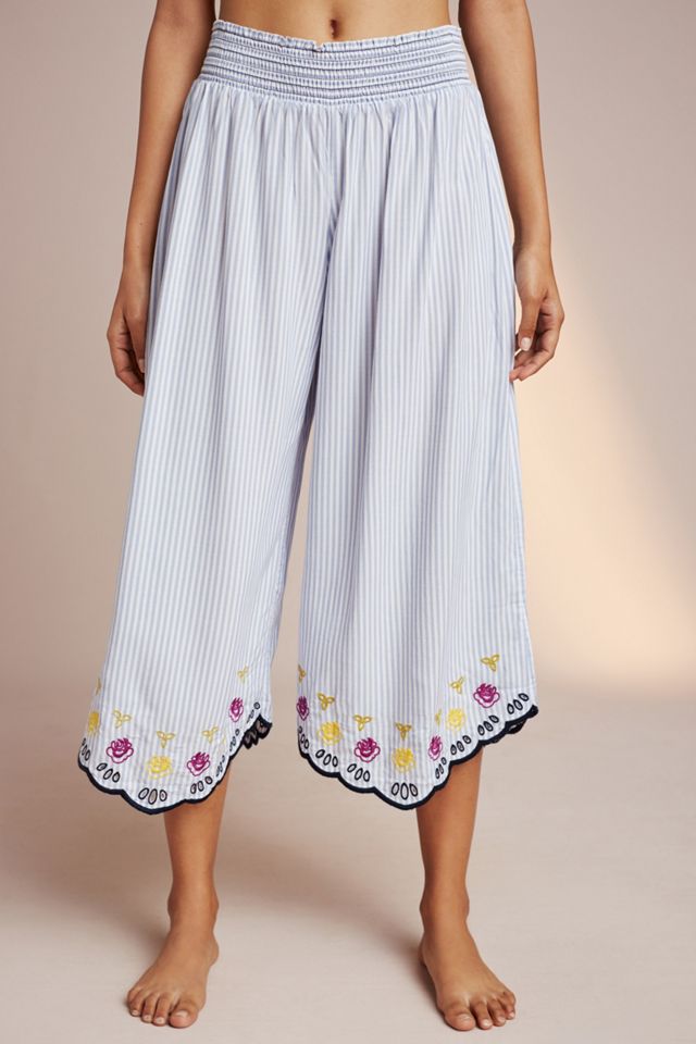 Embroidered Pinstripe Sleep Pants #1