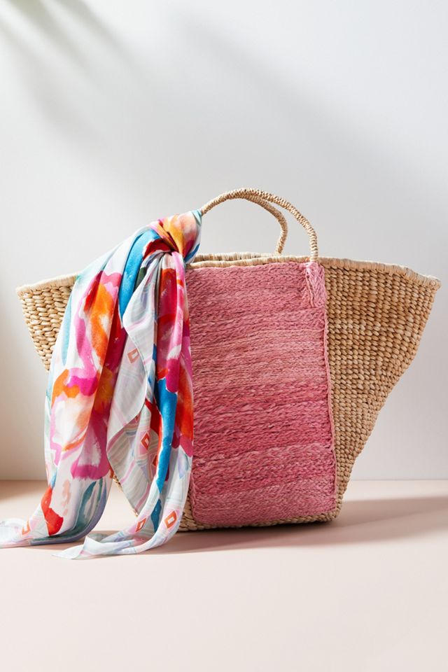 Pink Straw Tote Bag #3