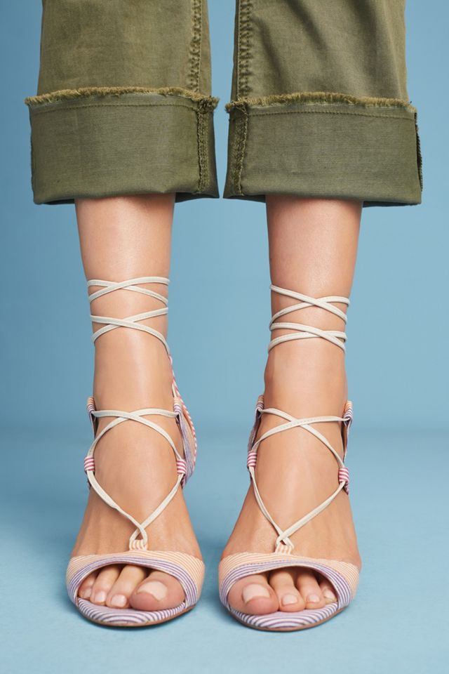 Billy Ella Striped Lace-Up Heels #1