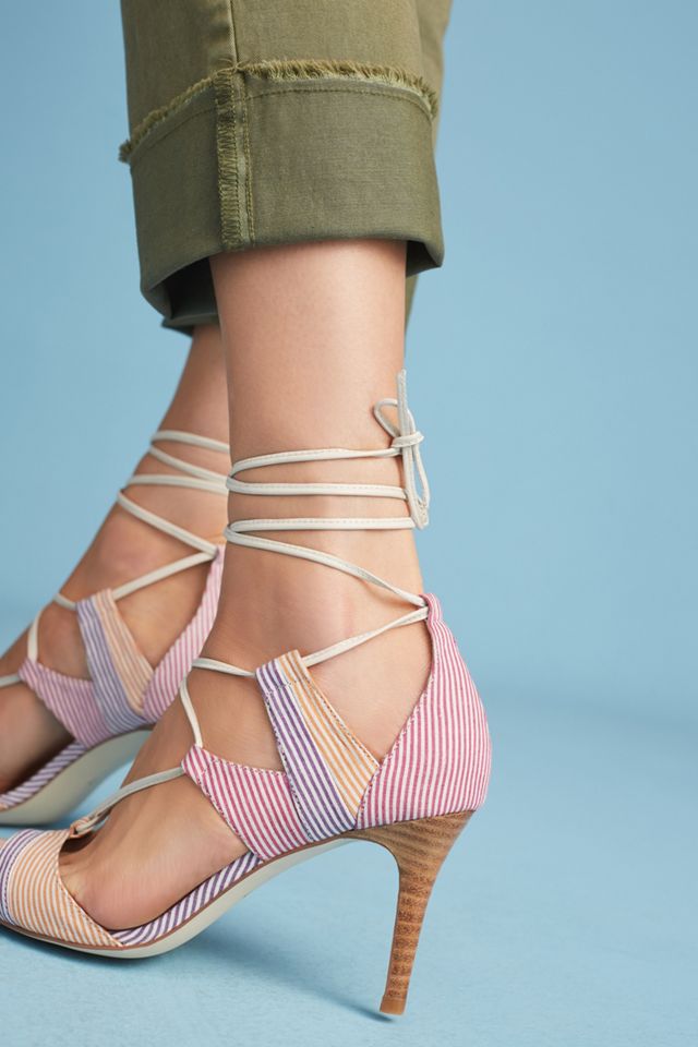 Billy Ella Striped Lace-Up Heels #4