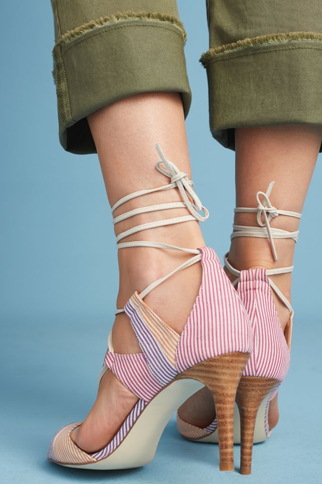 Billy Ella Striped Lace-Up Heels #5