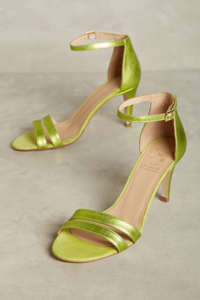 KMB Metallic Lime Heeled Sandals | Anthropologie