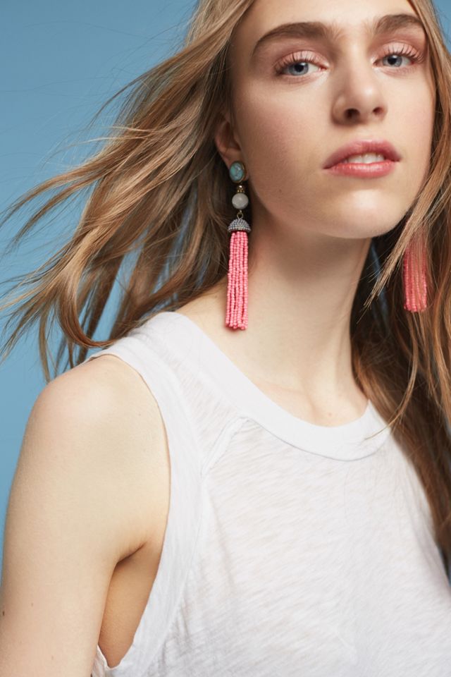 Pink Tassel Drop Earrings #2
