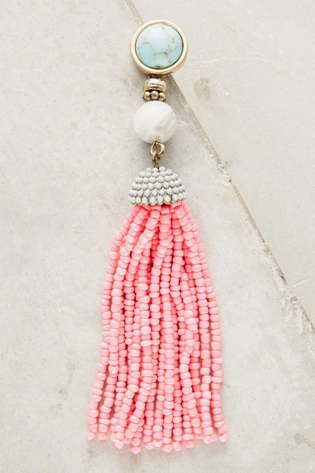 Pink Tassel Drop Earrings #1