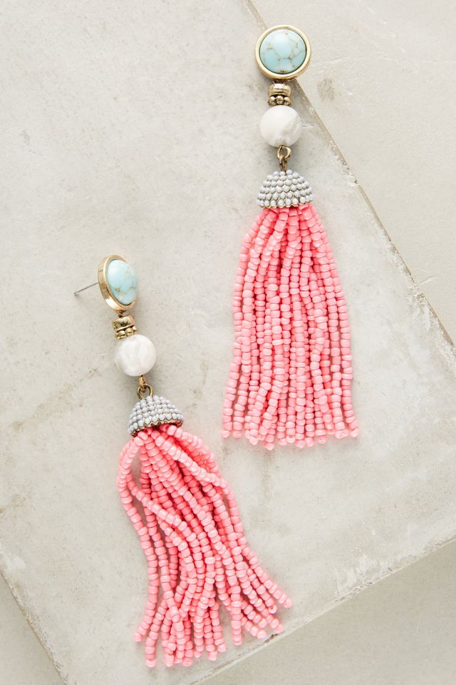 Pink Tassel Drop Earrings