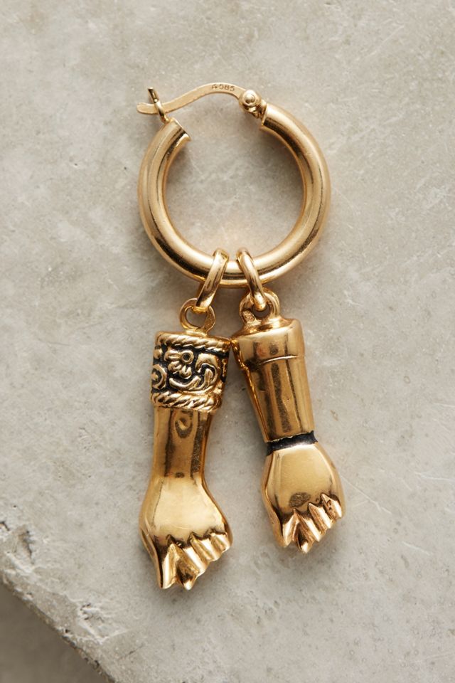 One-Of-A-Kind Vintage Figa Hands Hoop Earrings #1