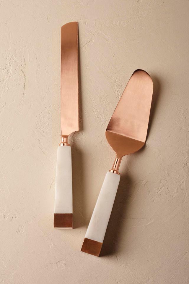 Marble & Copper Cake Serving Set