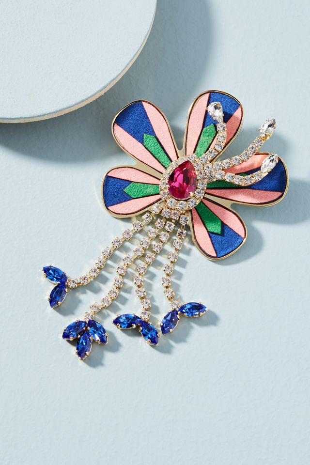 Alacantara Flower Drop Earrings #1