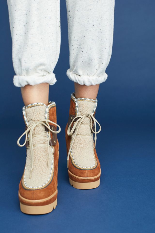 See By Chloe Shearling Wedge Hiking Boots #2