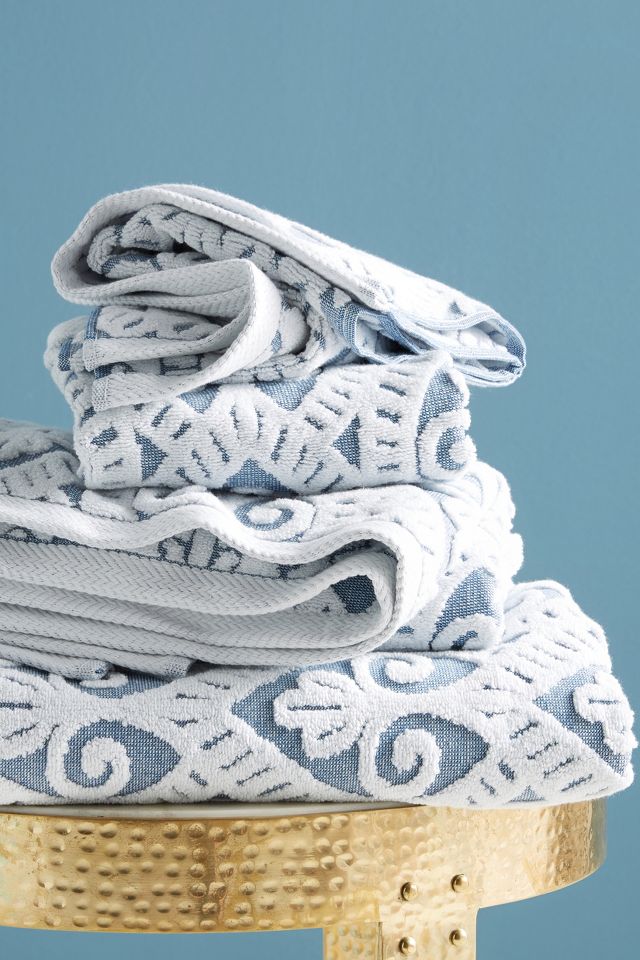 Eula Modern 6 Piece Cotton Towel Set, Stylish Damask Pattern, Slate Blue-  Saltoro Sherpi, 1 unit - Harris Teeter