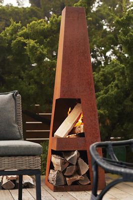 Weathering Steel Obelisk Chiminea