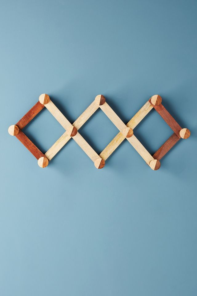 Wooden Accordian Hook Rack #1