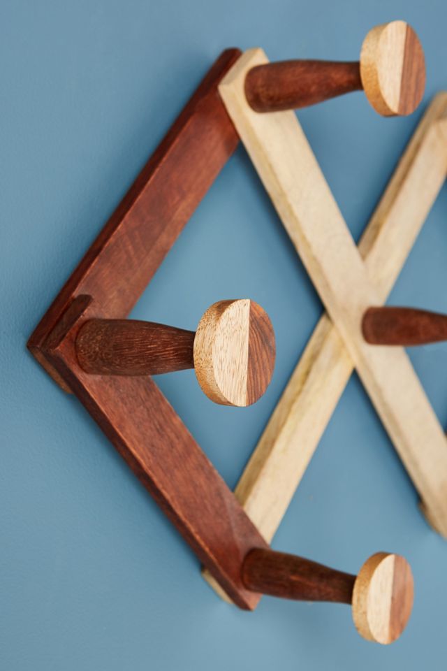 Wooden Accordian Hook Rack #2