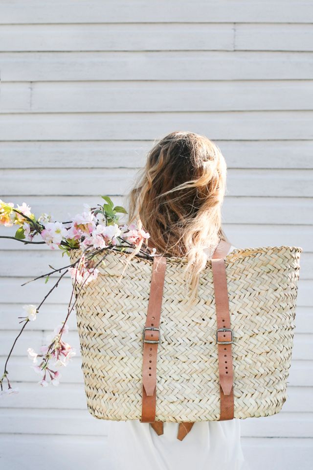 French Market Harvesting Basket Backpack with Natural Leather Straps –  Cultiverre