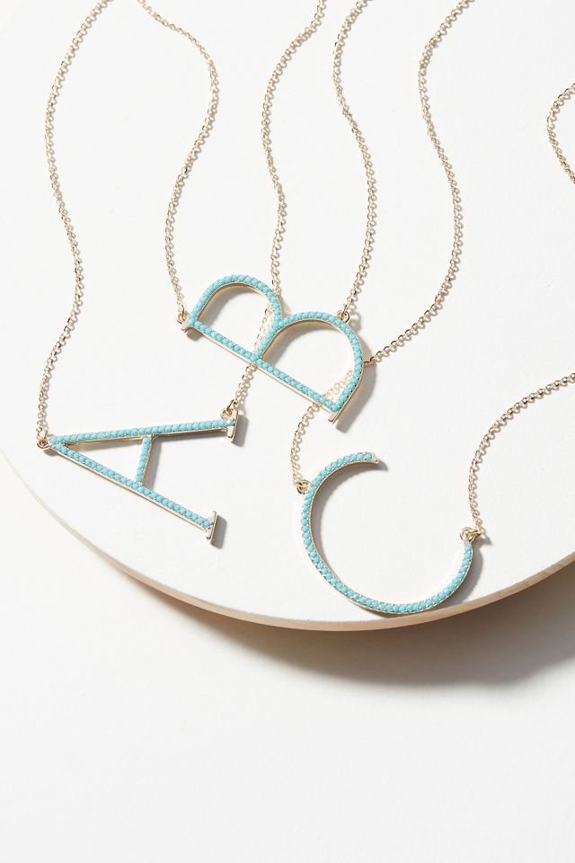 Block letter deals monogram necklace anthropologie