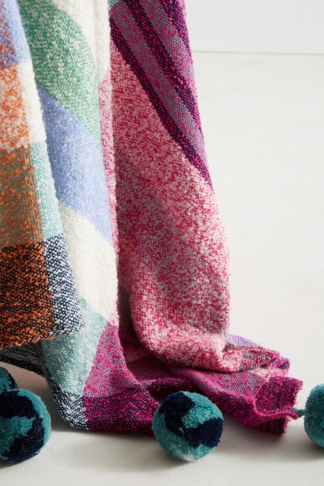 Pommed Plaid Throw Blanket #1