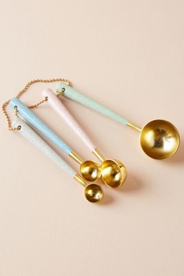 Pastel & Brass Measuring Spoons, Set of 4