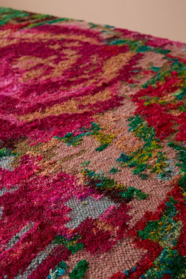 Floral Silk Carpet Ottoman #2