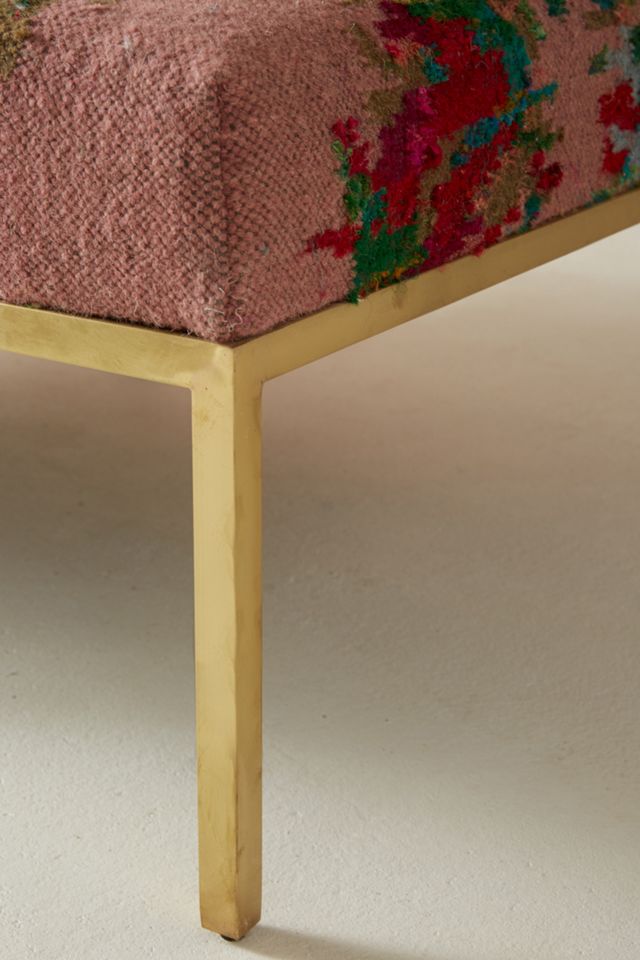 Floral Silk Carpet Ottoman #3