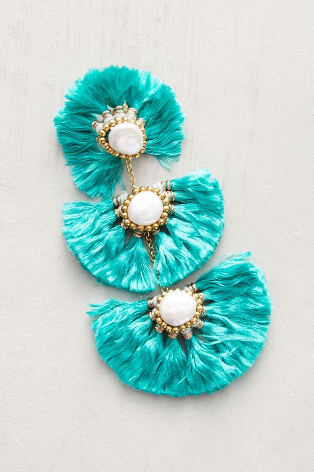 Fringed Pearl Drop Earrings #1