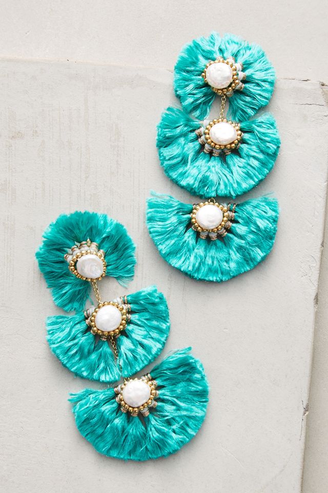 Fringed Pearl Drop Earrings