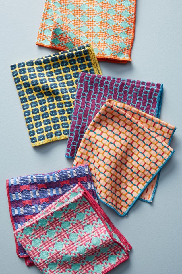 All-Clad Set of Six Solid Woven Dish Cloths 