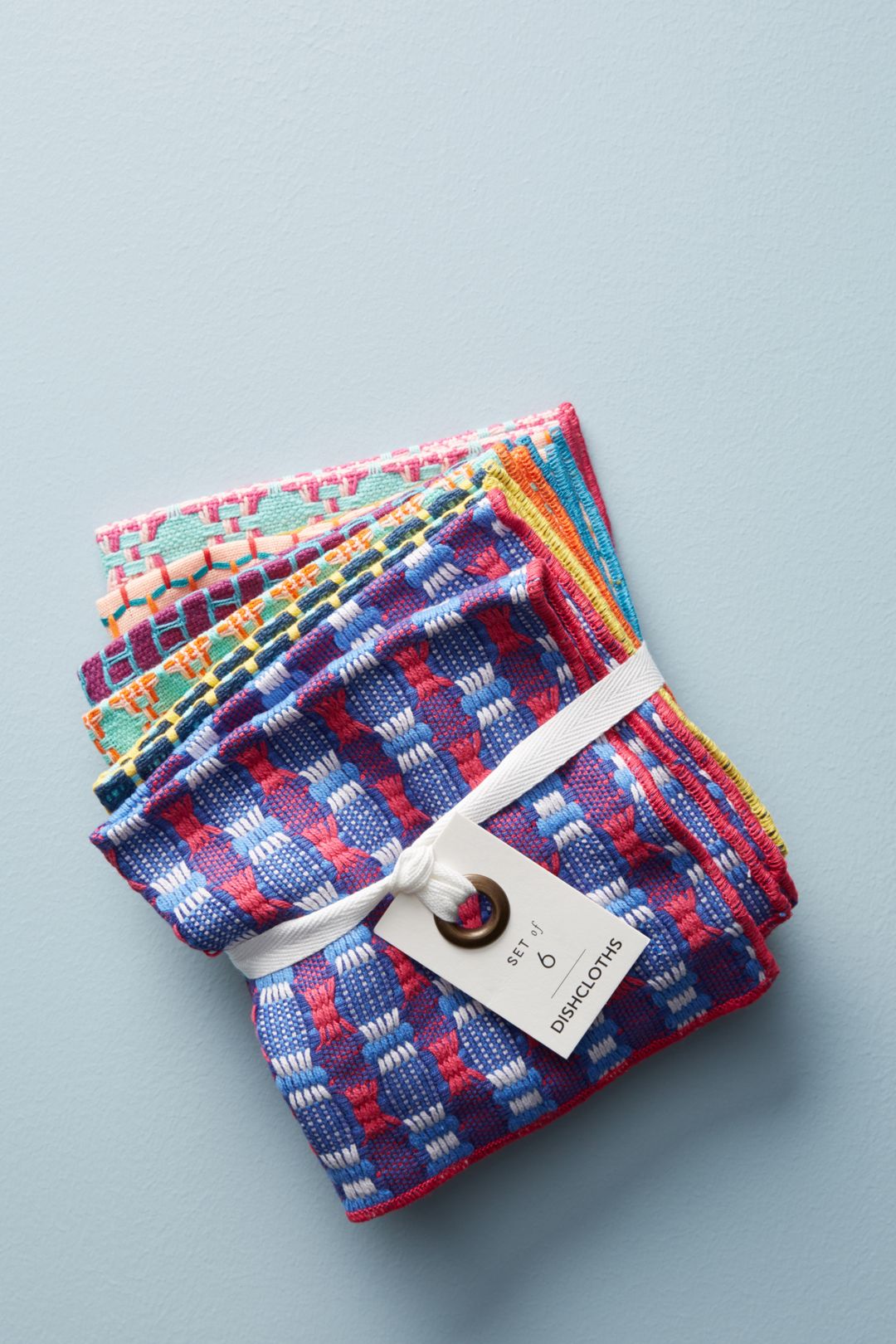Woven Geo Jacquard Dishcloths, Set of 6 - Multi, Set Of 6