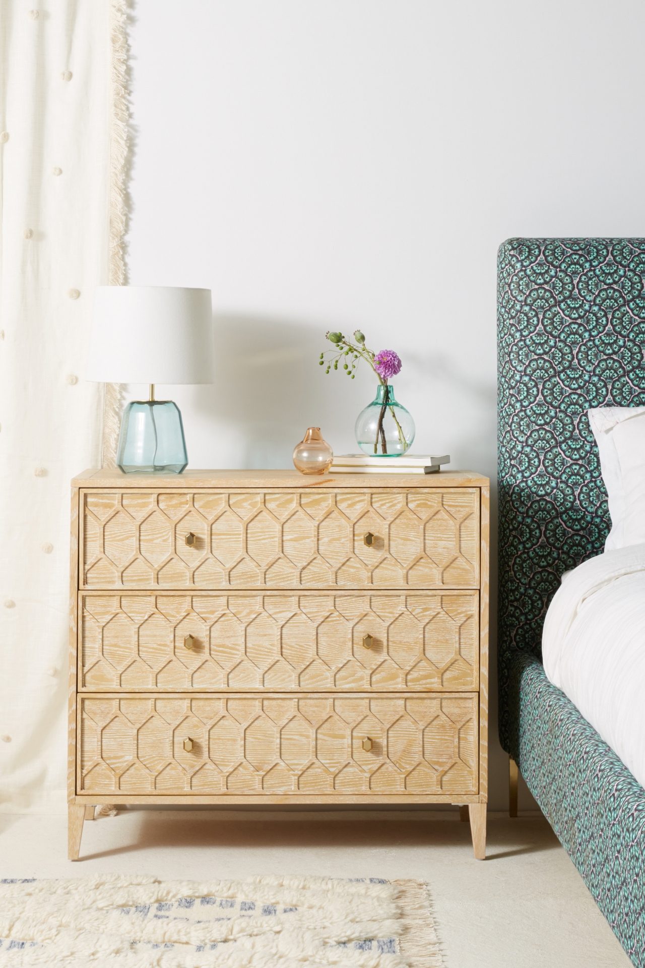 Textured Trellis Three-Drawer Dresser