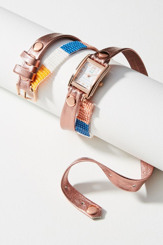 Serpentine Anthropologie Pink Braided Wrap Watch with Gold Crystal-Trim Montres Prestige Montres Prestige Women main image 4