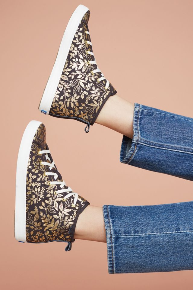 Keds x Rifle Paper Co. Gold Print High-Top Sneakers