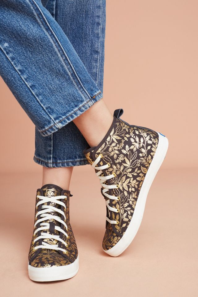 Keds x Rifle Paper Co. Gold Print High-Top Sneakers