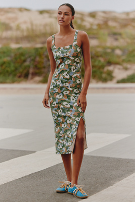 Daily Practice By Anthropologie Daily Practice Square-neck Midi Dress In Multi