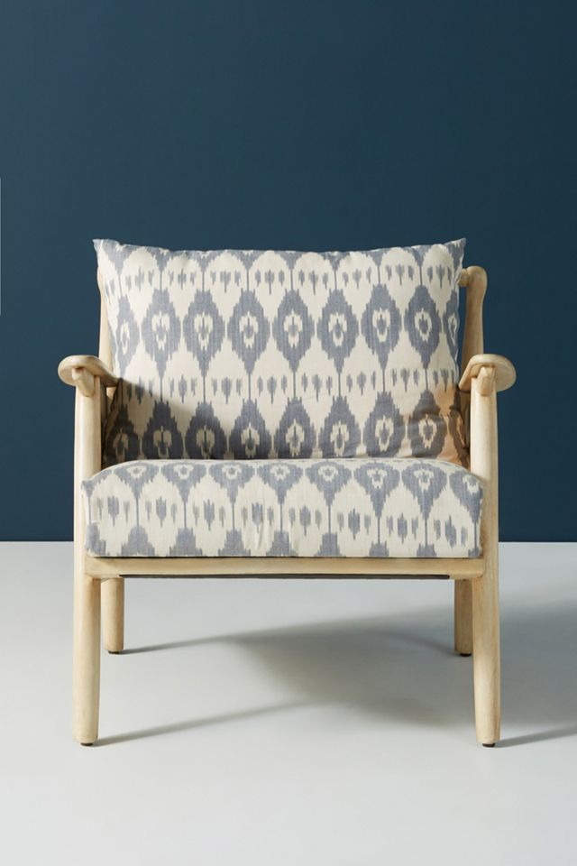 Washed Ikat Cane Chair #1