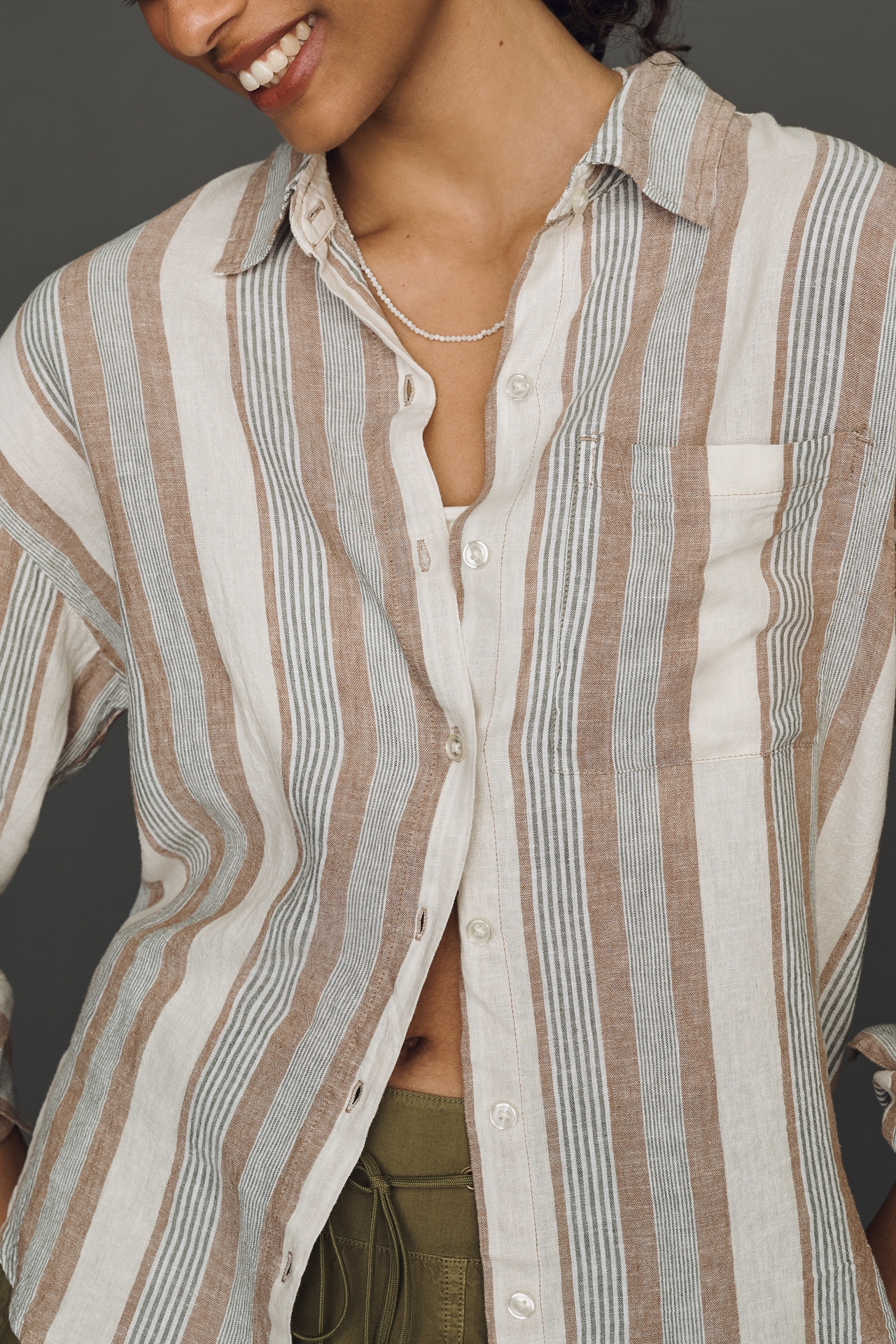 Z Supply Perfect Striped Long-Sleeve Buttondown Shirt