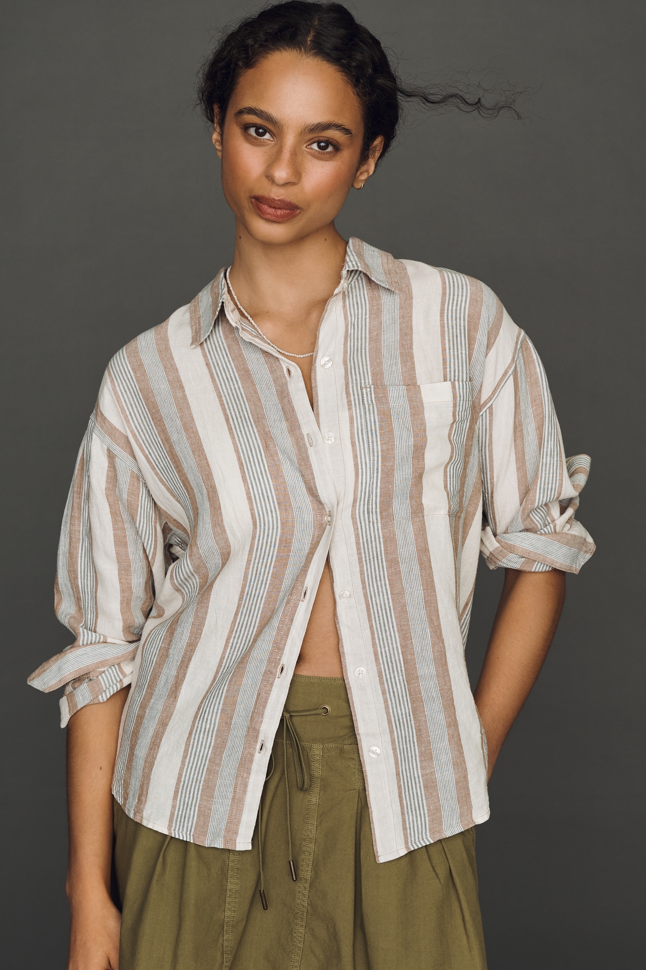 Z Supply Perfect Striped Long-Sleeve Buttondown Shirt