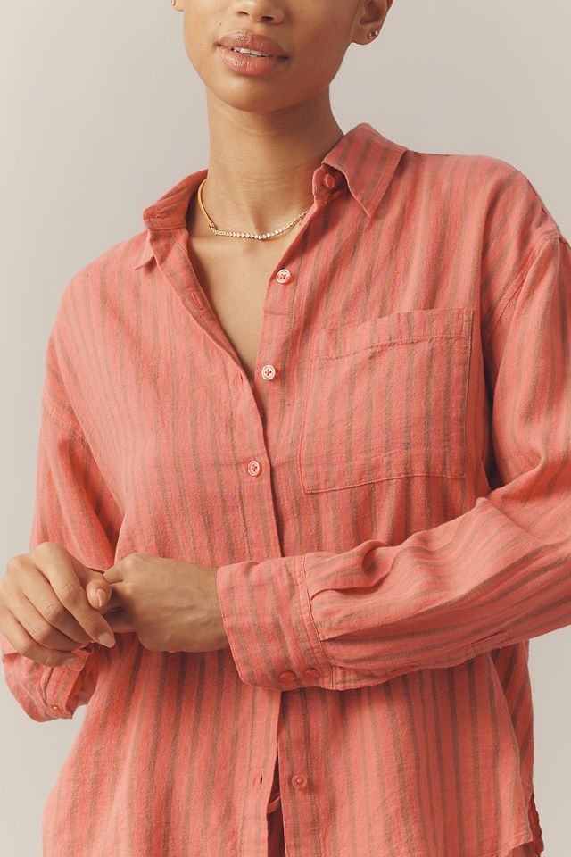 Z Supply Perfect Striped Long-Sleeve Buttondown Shirt | Anthropologie